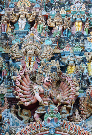 Detail of South Tower, Sri Meenakshi Temple