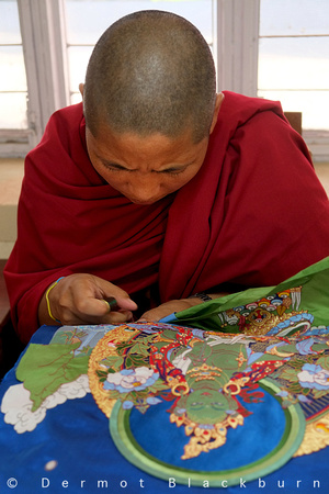 Embroidering the Green Tara, Norbalingka Institute, Dharmsala