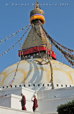 Monks at the Stupa of Boudhanath, Kathmandu, Nepal